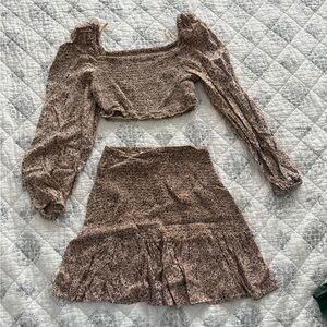 Smocked Floral Ruffle Mini Skirt - Beige Floral